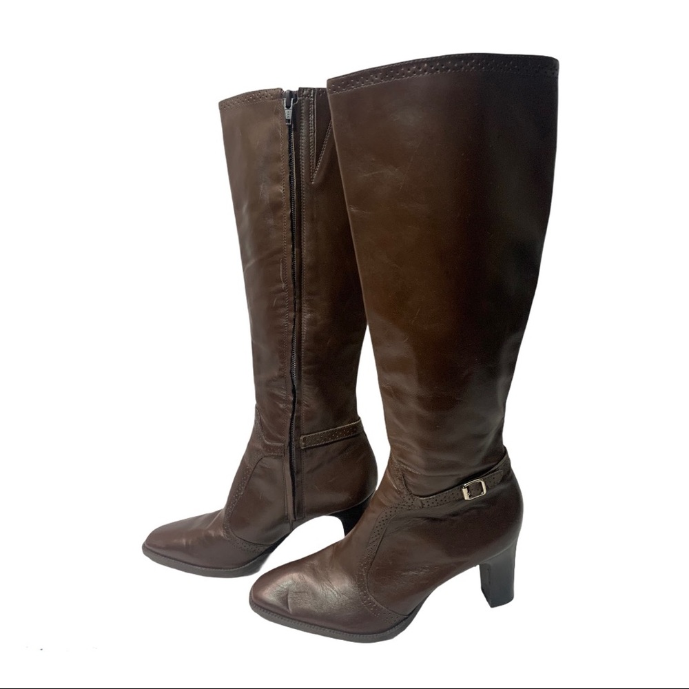 Michelle D Blaze brown zip up tall boots sz 81/2